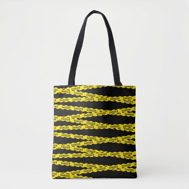 Bold & Edgy "Danger Tape" Tote Bag (Front)