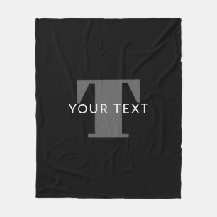 Bold Editable Text   Black White & Grey Fleece Blanket