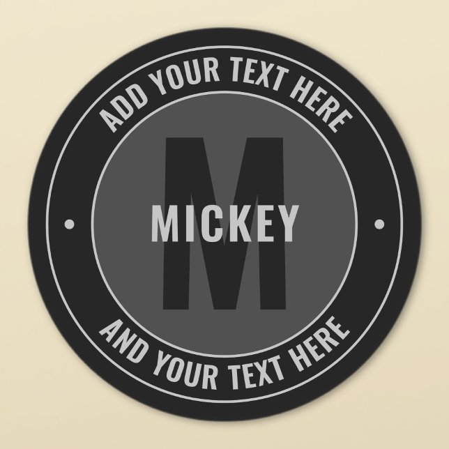 Bold Editable Text & Monogram | Black & Grey (Creator Uploaded)