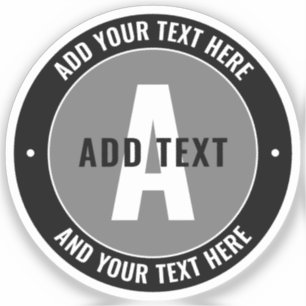 Bold Editable Text & Monogram   Black & Grey