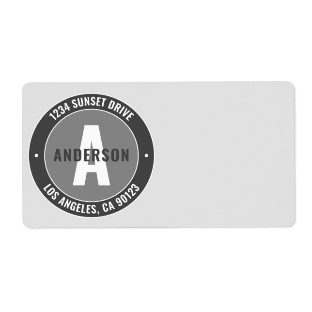 Bold Editable Text & Monogram | Grey & White (Front)