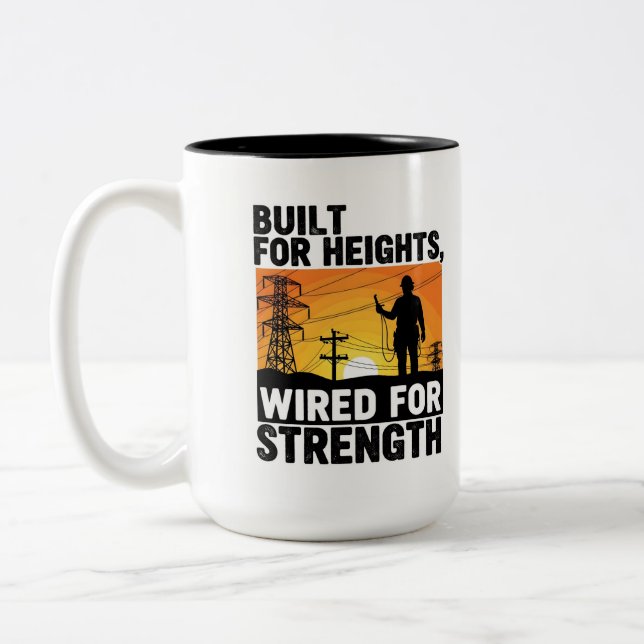 Bold Electrician Funny Lineman Two-Tone Coffee Mug (Left)