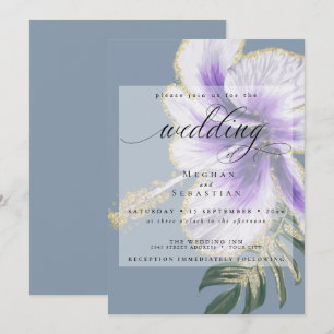 Bold Elegant Amethyst Purple Floral Wedding Invita Invitation