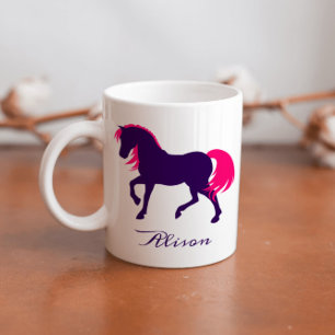 Bold Elegant Animal Personalised Purple Pink Horse Coffee Mug