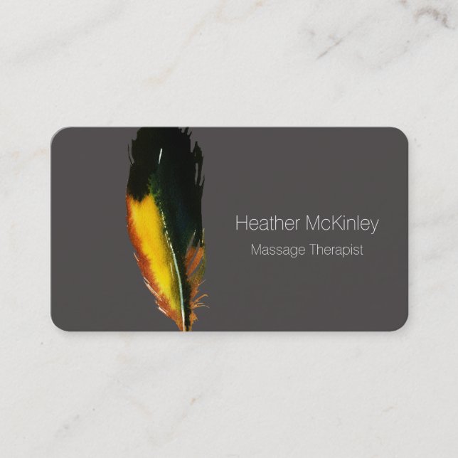 Bold Elegant Feather Business Card (Front)