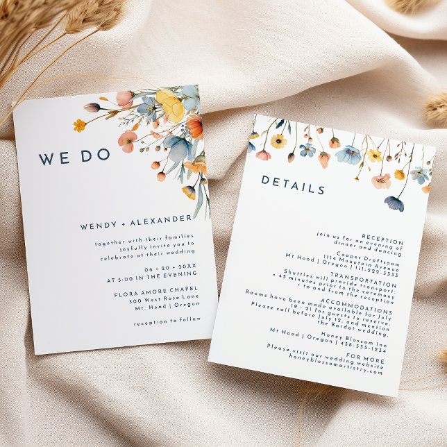 Bold Elegant Floral We Do Wedding Details and Invitation (Creator Uploaded)