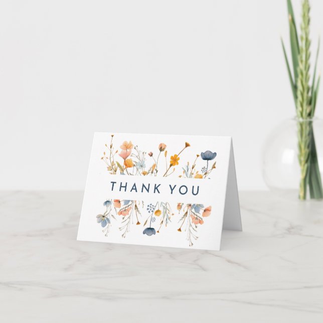 Bold Elegant Floral Wedding Folded Thank You Card (Front)