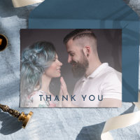 Bold Elegant Floral Wedding Photo Thank You