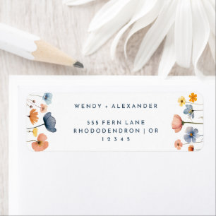 Bold Elegant Floral Wedding Return Address Label