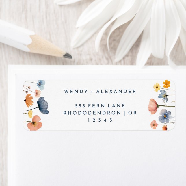 Bold Elegant Floral Wedding Return Address Label (Insitu)