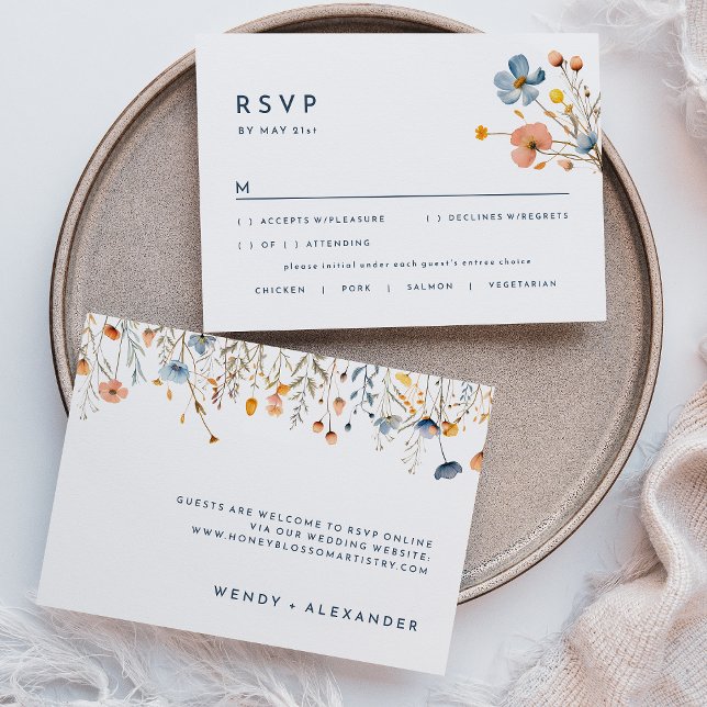 Bold Elegant Floral Wedding RSVP Response Card (Creator Uploaded)