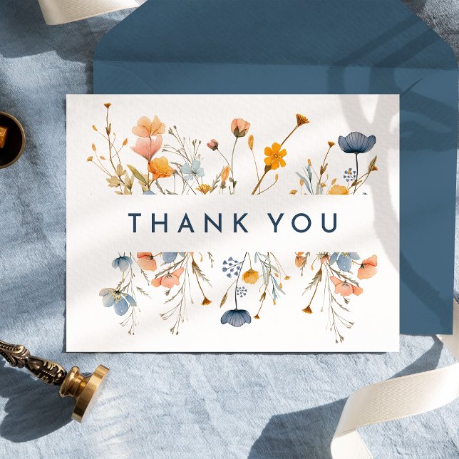 Bold Elegant Floral Wedding Thank You Postcard (Creator Uploaded)