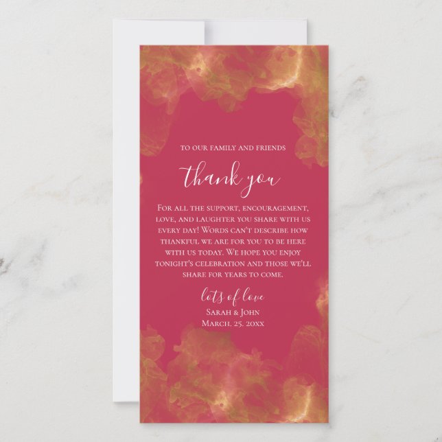 Bold Elegant Gold Magenta Customisable Wedding Thank You Card (Front)