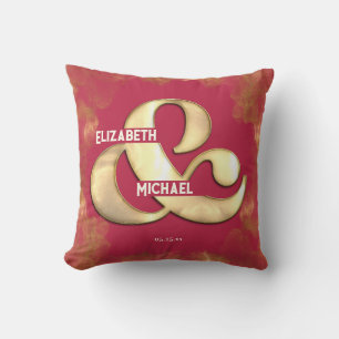 Bold Elegant Gold Pink Magenta Custom Wedding Cushion