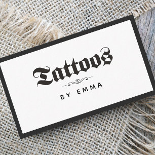 Bold Elegant Tattoo Artist Shop Salon Social Media Business Card
