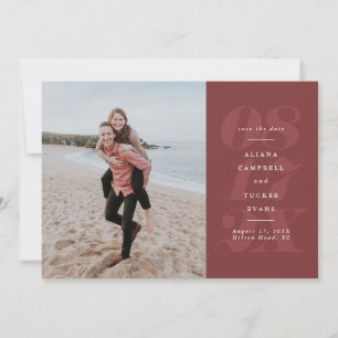 Bold elegant terracotta red photo save the date