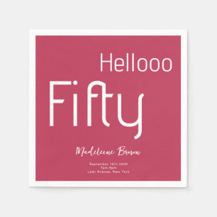 Bold Elegant Typography Magenta 50th Birthday Napkin