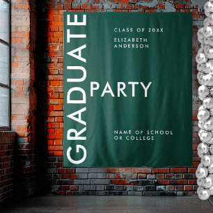 Bold Emerald Green Personalise Graduation Backdrop Tapestry