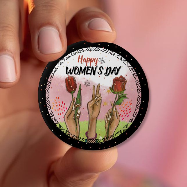 Bold & Empowering: Modern WOMEN'S DAY Statement  10 Cm Round Badge (Bold & Empowering: Modern WOMEN'S DAY Statement Button)