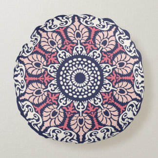 Bold Ethnic Modern Mandala boho chic Indian Yoga Round Cushion