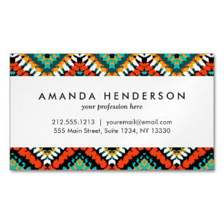 Bold Ethnic Native Tribal Pattern Magnetic Business Card