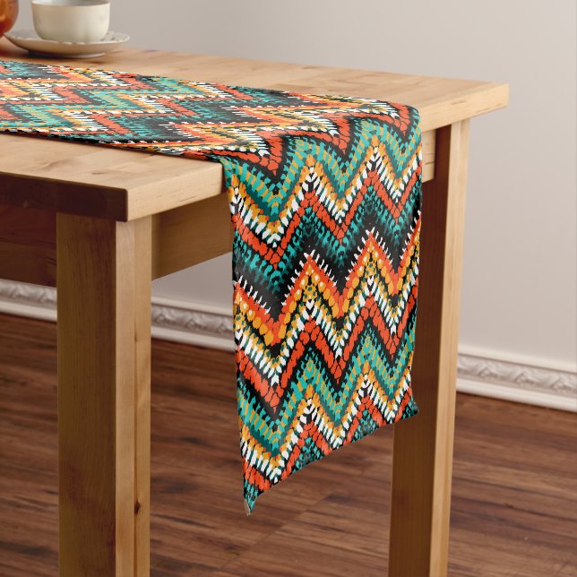 Bold Ethnic Native Tribal Pattern Short Table Runner (In Situ)