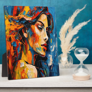 Bold Expressionist Female Portrait Abstract Art Plaque