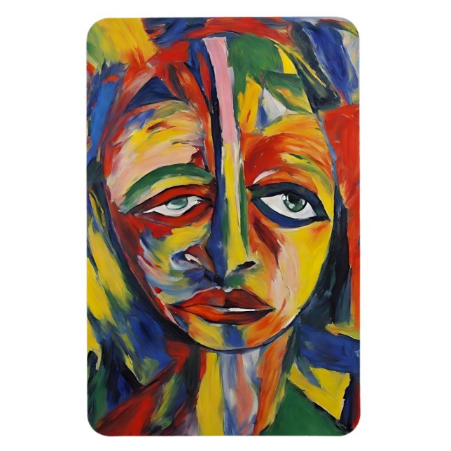 Bold Expressionist Portrait Emotional Abstract Art Magnet (Vertical)
