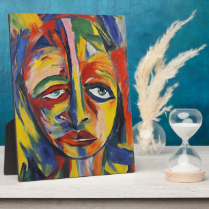 Bold Expressionist Portrait Emotional Abstract Art Plaque