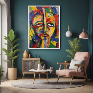 Bold Expressionist Portrait Emotional Abstract Art Poster