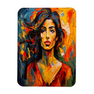 Bold Expressionist Woman Abstract Portrait Art Magnet