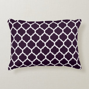 Bold Expressions Plum Purple Moroccan Quatrefoil Decorative Cushion