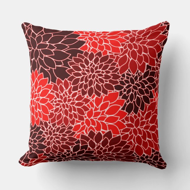 Bold Expressions Red Dahlia Flower pattern Cushion (Front)