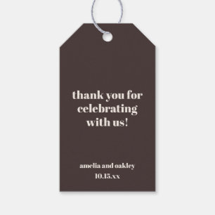 Bold Fall Brown Retro Custom Wedding Thank You Gift Tags
