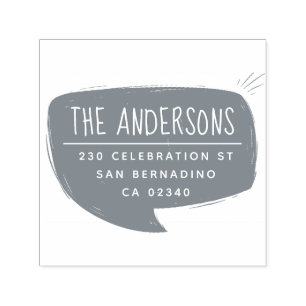Bold Family Name & Return Address Speech Bubble Self-inking Stamp