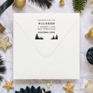 Bold Family Typography Pine Tree Return Address Rubber Stamp