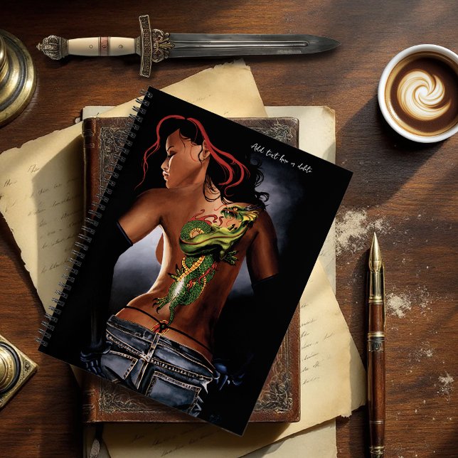 Bold  Fantasy Dragon Tattoo Woman Notebook (Creator Uploaded)
