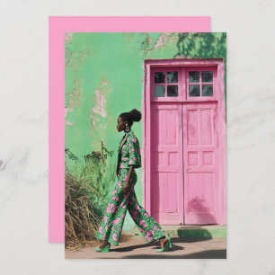 Bold Fashion in a Vibrant Urban Landscape Invitation