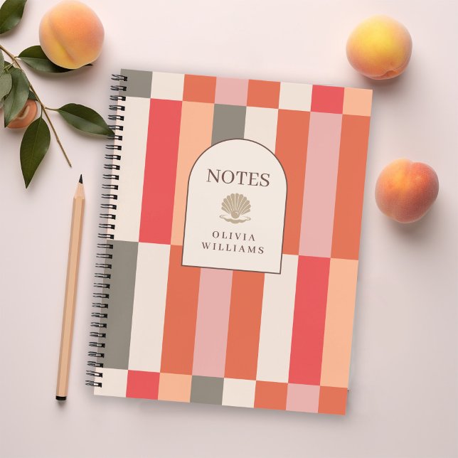 Bold Feminine Stripes with Name Custom Notebook (Creator Uploaded)