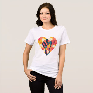 Bold Feminist Raised Fist Heart T-Shirt Tri-Blend Shirt
