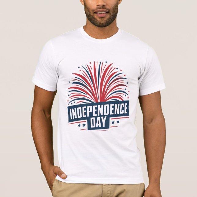Bold Fireworks Display Independence Day T-Shirt (Front)