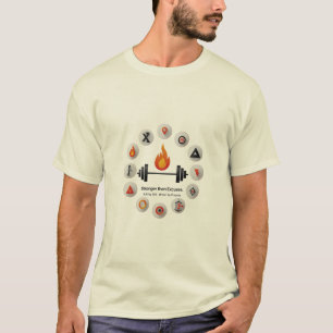 Bold Fitness Fire & Barbell Motivational Design T-Shirt