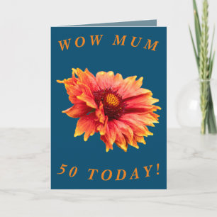 Bold Floral 50th Birthday Card for Mum