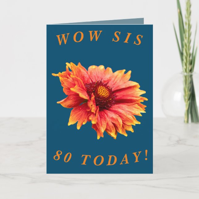 Bold Floral 80th Birthday Card for Sis (Front)