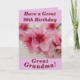 Bold Floral 90th Birthday Card for Great Grandma