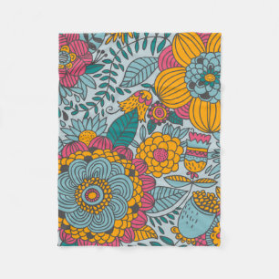Bold Floral and Vines Fleece Blanket