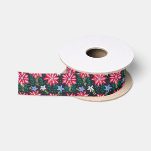 Bold Floral Arrangement in Black and Red Satin Ribbon