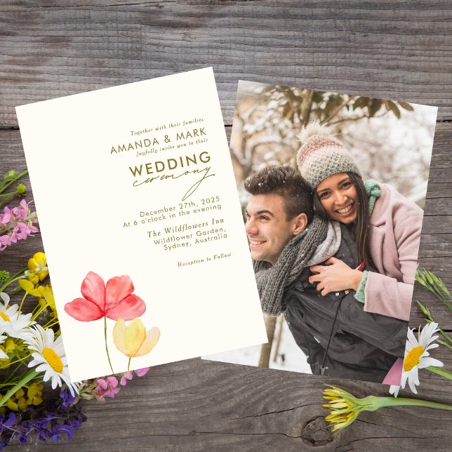 Bold floral blooms wedding invitations (Creator Uploaded)