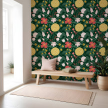Bold Floral Blossoms Botanical Garden Pattern Wallpaper