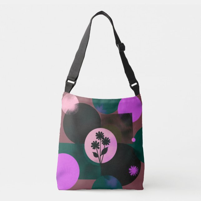 Bold Floral Circle Tote Bag – Modern Abstract Flow (Front)